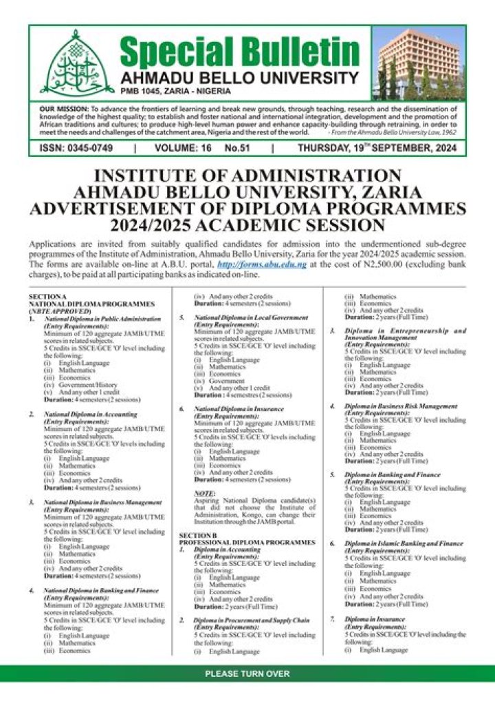 Ahmadu Bello University courses, school fees and cut-off mark
