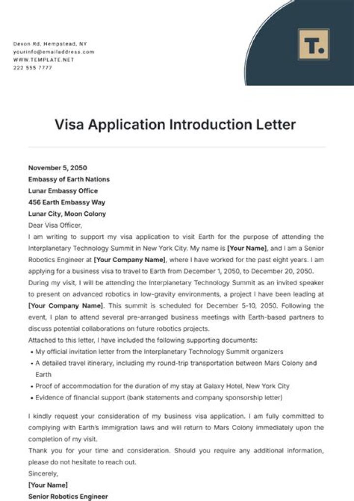 How to write a letter of introduction for visa application