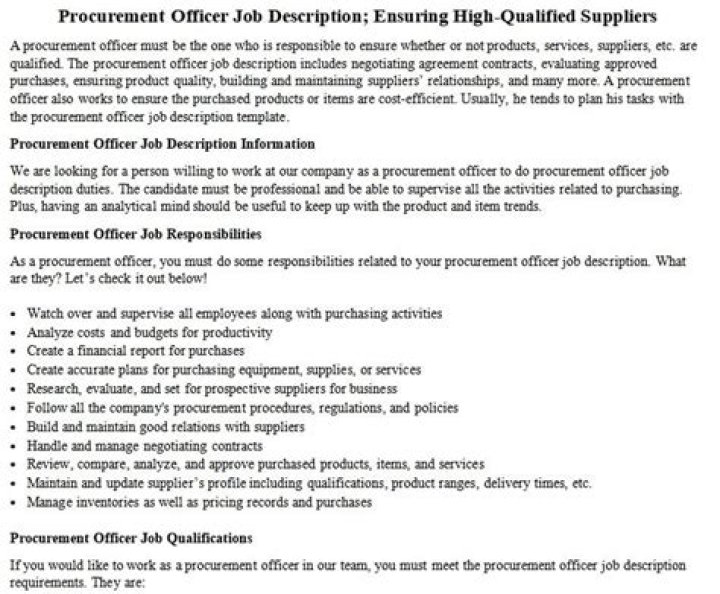 Procurement officer job description: qualities and duties