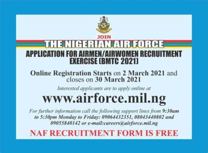 www.airforce.mil.ng | Nigerian Air Force recruitment portal