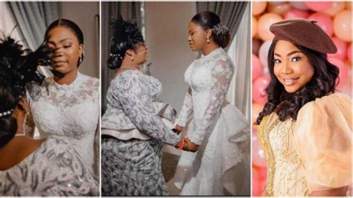 Mercy Chinwo in Tears As Mum Gives Her Motherly Blessings on Her Wedding Day
