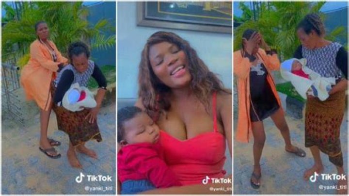 “I Don’t Want This Omugwo to End”: Nigerian Lady Dances As Mother-in-Law Carries Her Newborn Child in Video