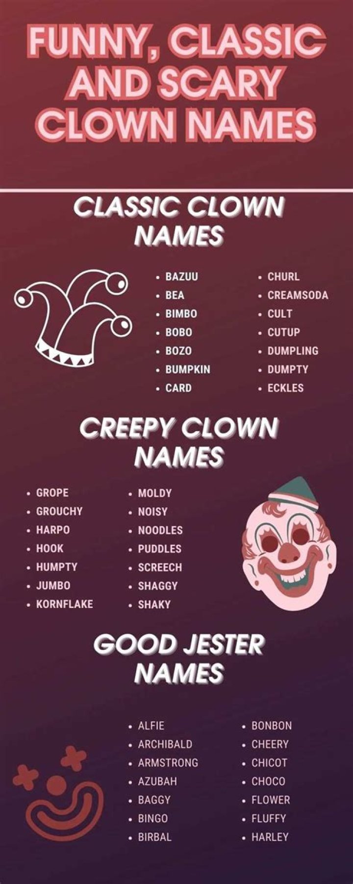 320+ funny, classic and scary clown names that will make you giggle