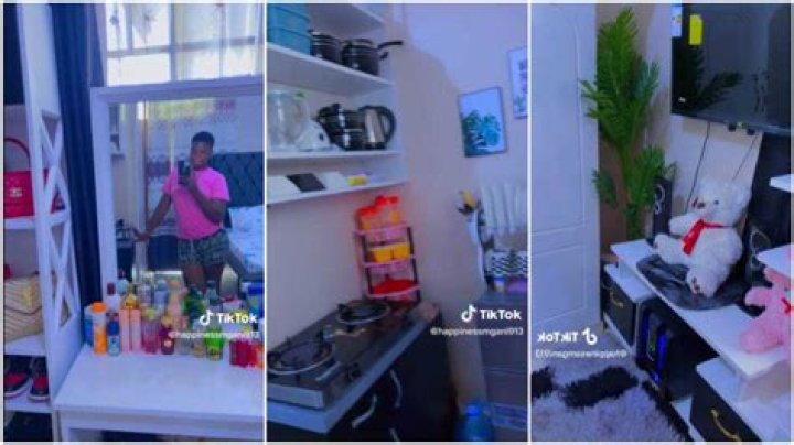 Smart Lady Rents 1 Tiny Room, Designs It Into Her “Palace” With New Fridge, Cooker and Flat TV