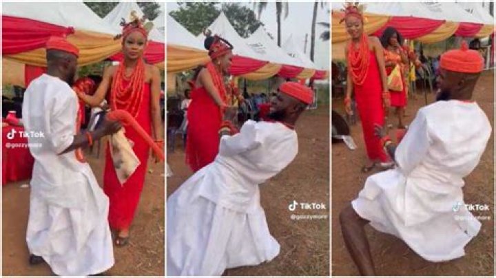 “Dem Force You to Marry?” Groom Dances With Great Energy During Wedding, Wife Stands Still in Video