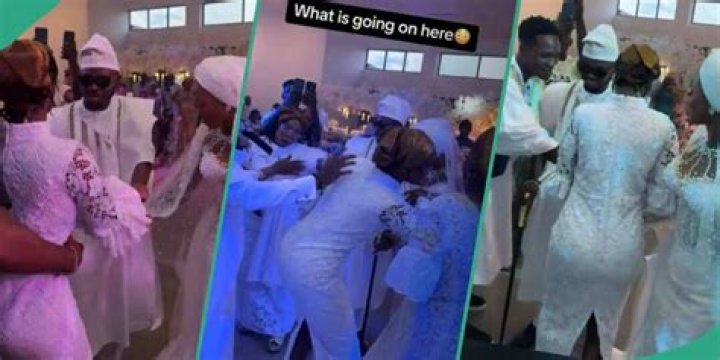Bride Confused as Lady Takes Over Groom on Wedding Day, Stops Him from Dancing with Her in Video