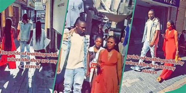 Man With 2 Wives Walks Gallantly on the Road With His Babes, Video Trends Online