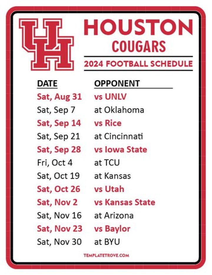 2023 Houston Football Schedule | College Football Network