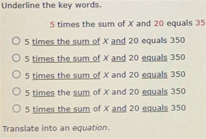 nine times x is twice the sum of x and five